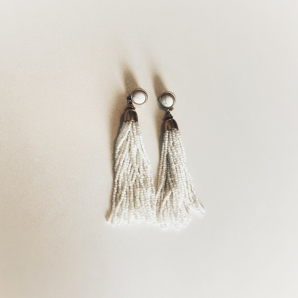 Stella & Dot Gita Tassel Earrings, White - Picture 3 of 3